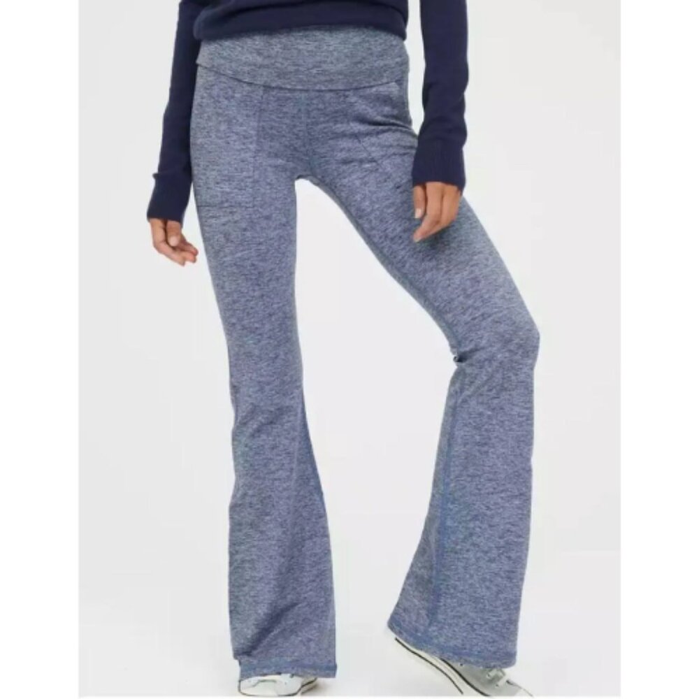 aerie Heather Blue Flare Leggings